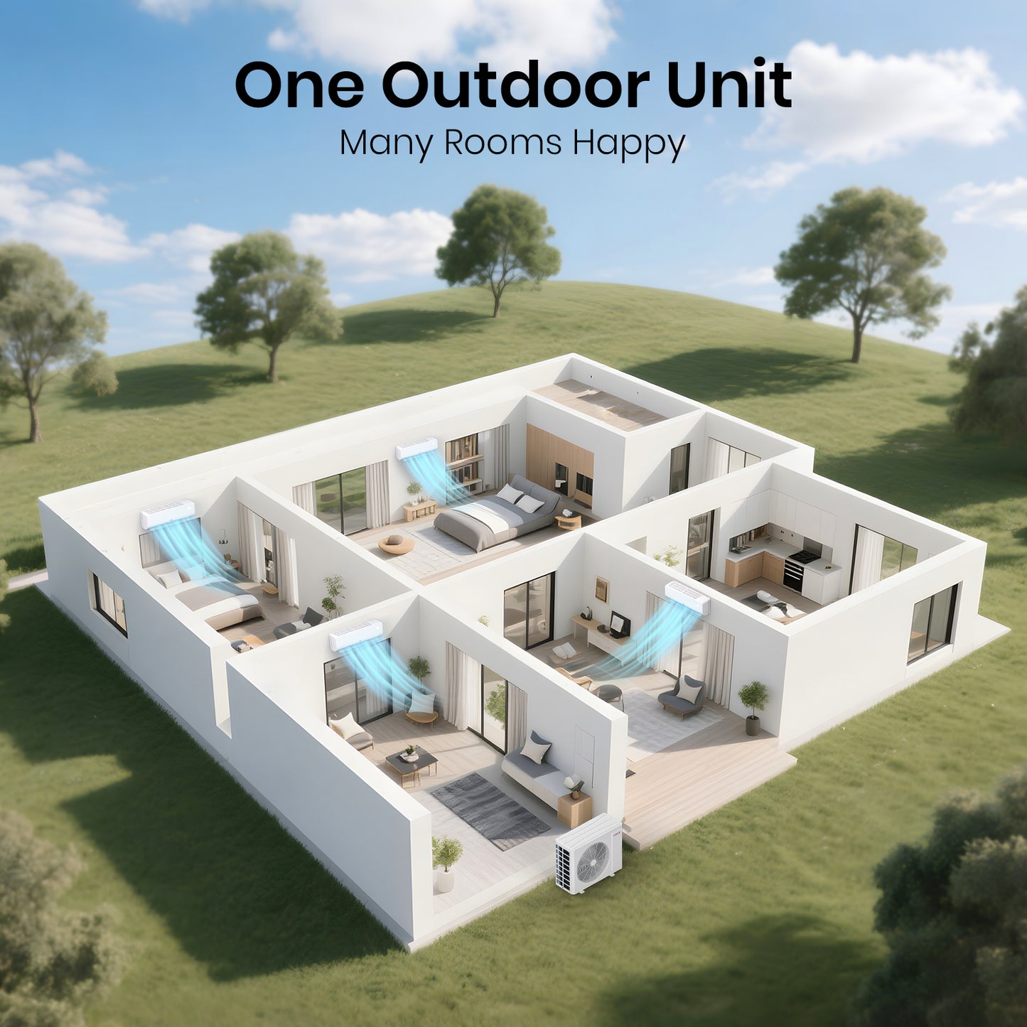 30,000 BTU Dual Zone Mini Split Air Conditioner - Heat Pump