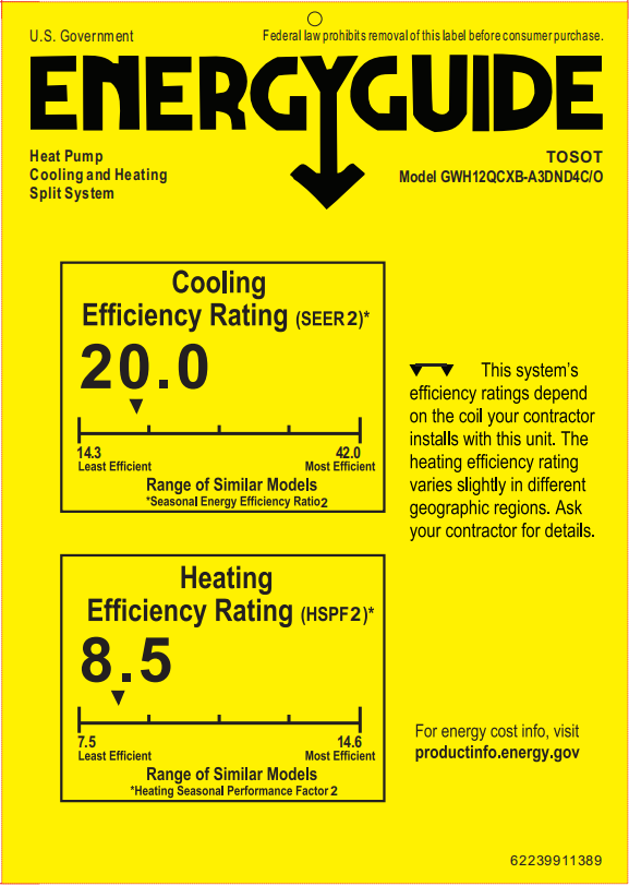 12,000 BTU  Mini-Split Heat Pump Air Conditioner-120V - TOSOT Direct