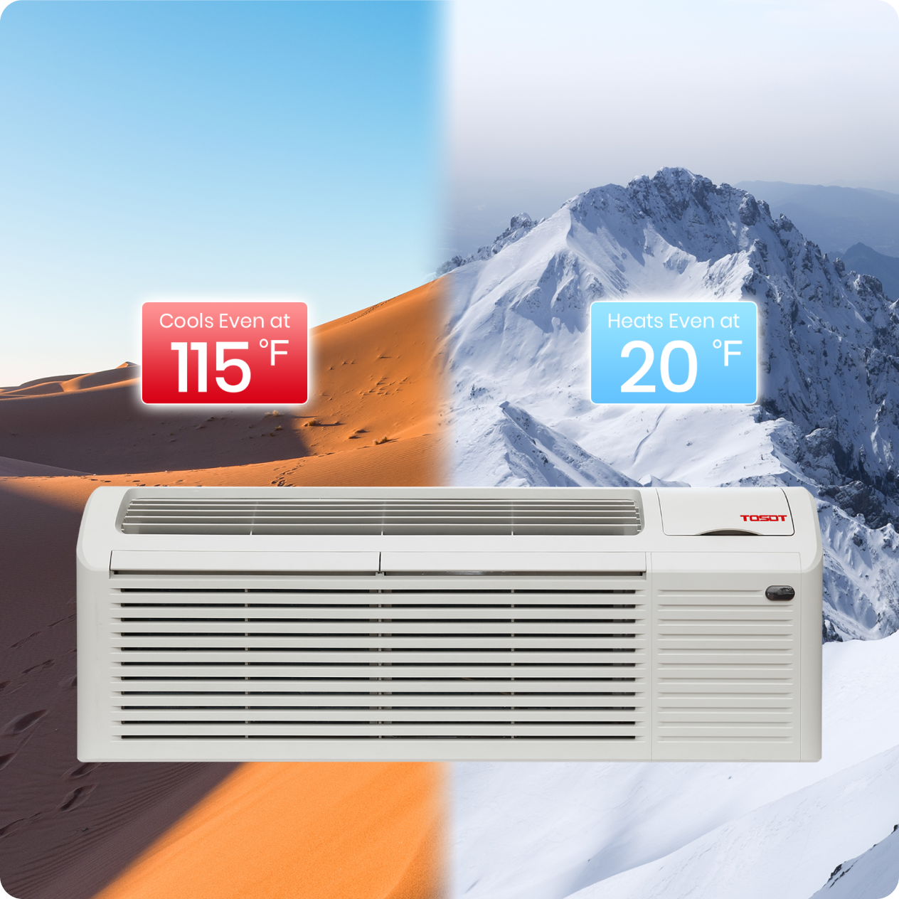 cools at 115F and heats at 20F