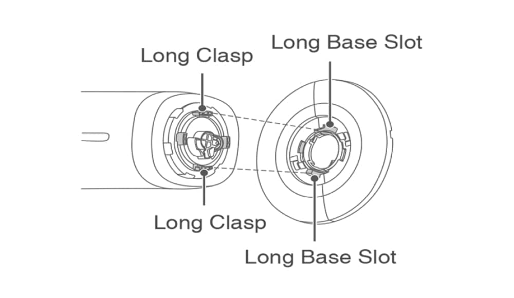 tower fan installation process: step 2 long clasp to long base slot