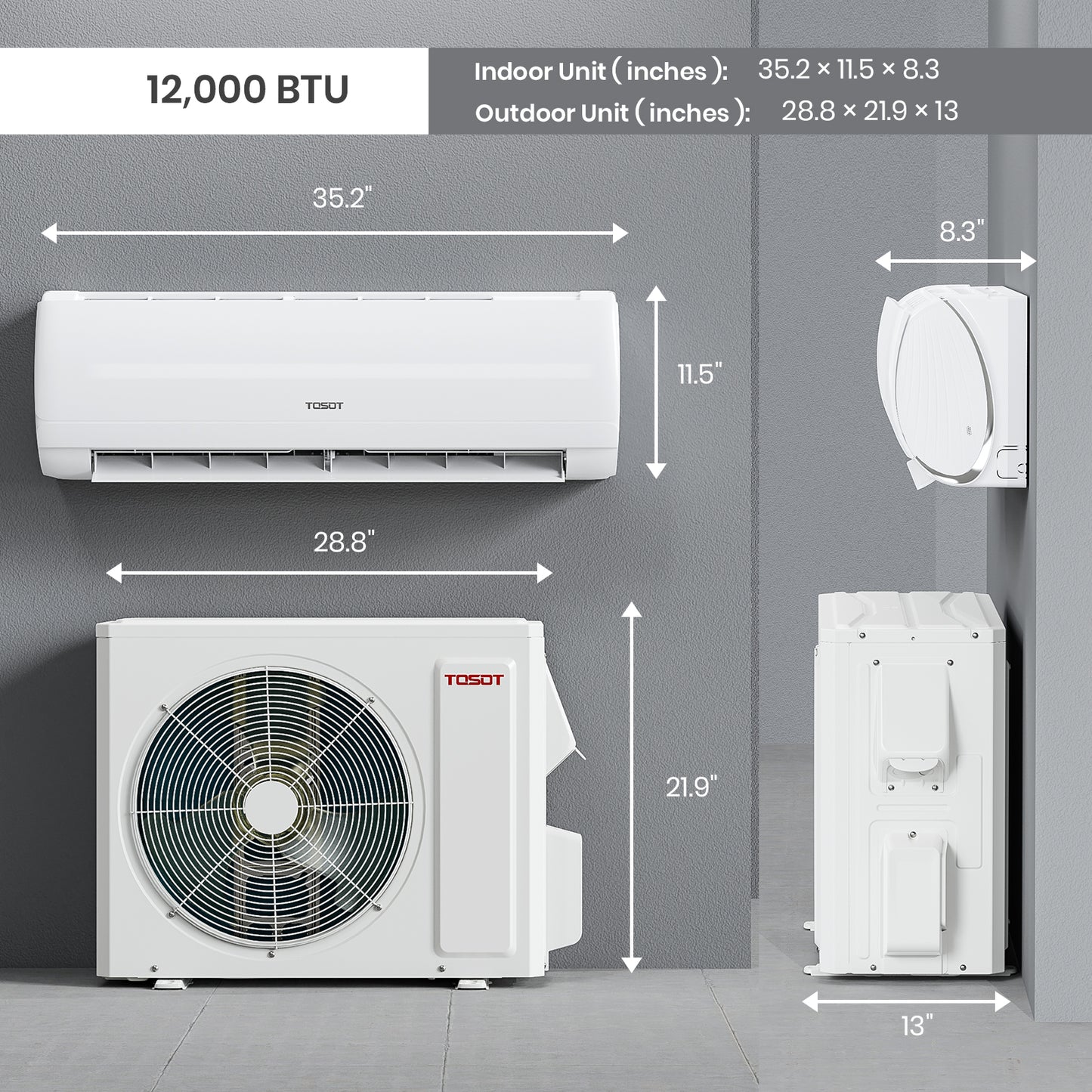 12,000 BTU Mini-Split Heat Pump Air Conditioner-230V