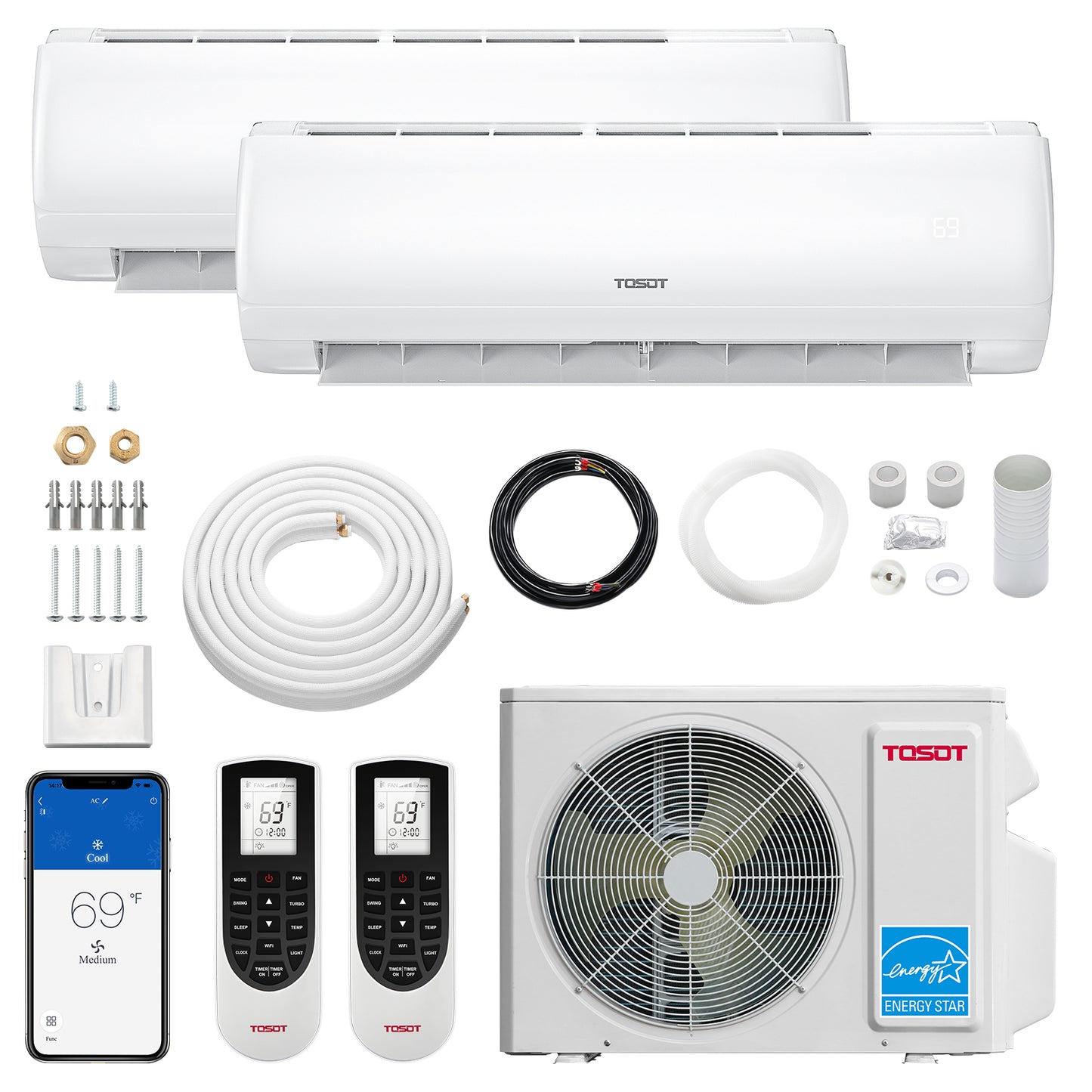 18,000 BTU Dual Zone Mini Split Air Conditioner - Heat Pump